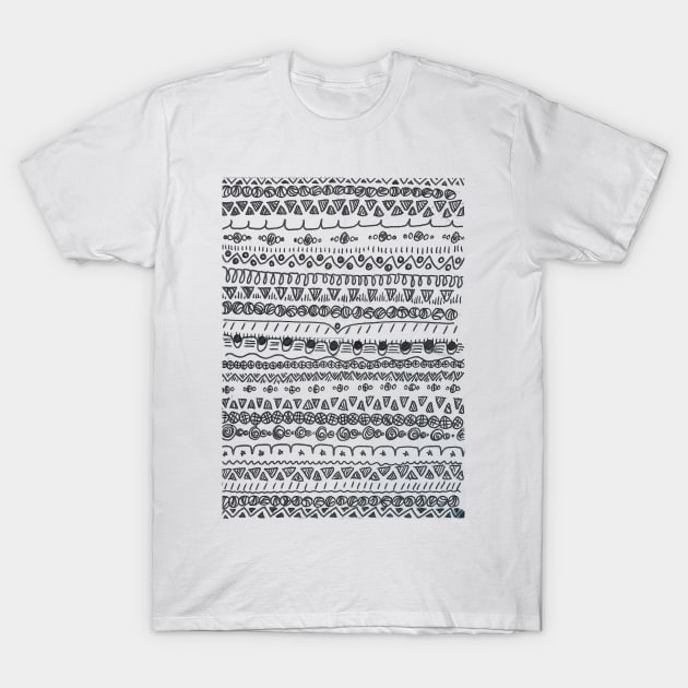 First Black Line Doodle Pattern T-Shirt by luckylucy